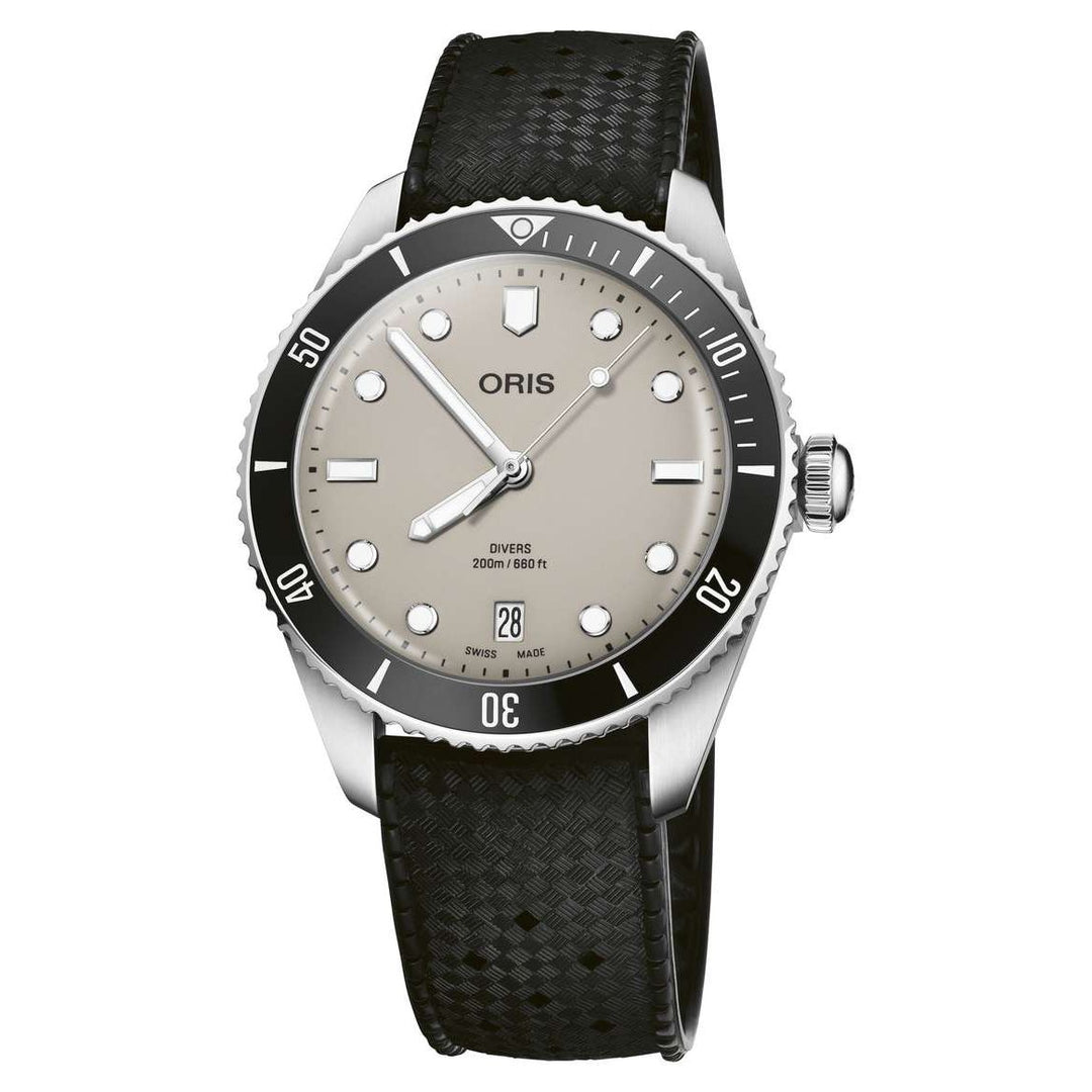 Oris Divers Date 39mm Set 39mm Beige Dial Silver &amp; Black Steel Bracelet