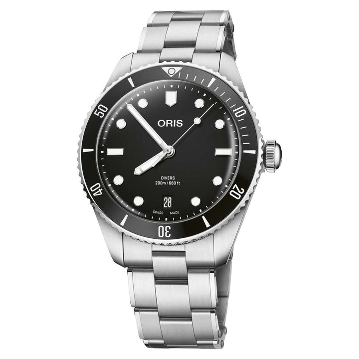 Oris Divers 39mm Black Dial Silver Steel Bracelet