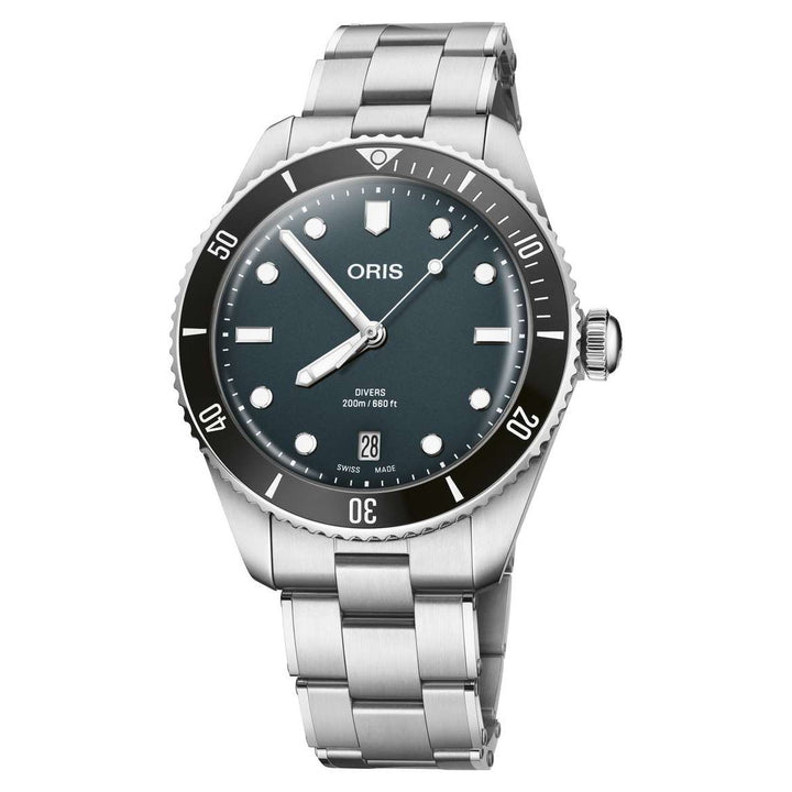 Oris Divers Date 39mm Set 39mm Blue Dial Silver &amp; Black Steel Bracelet