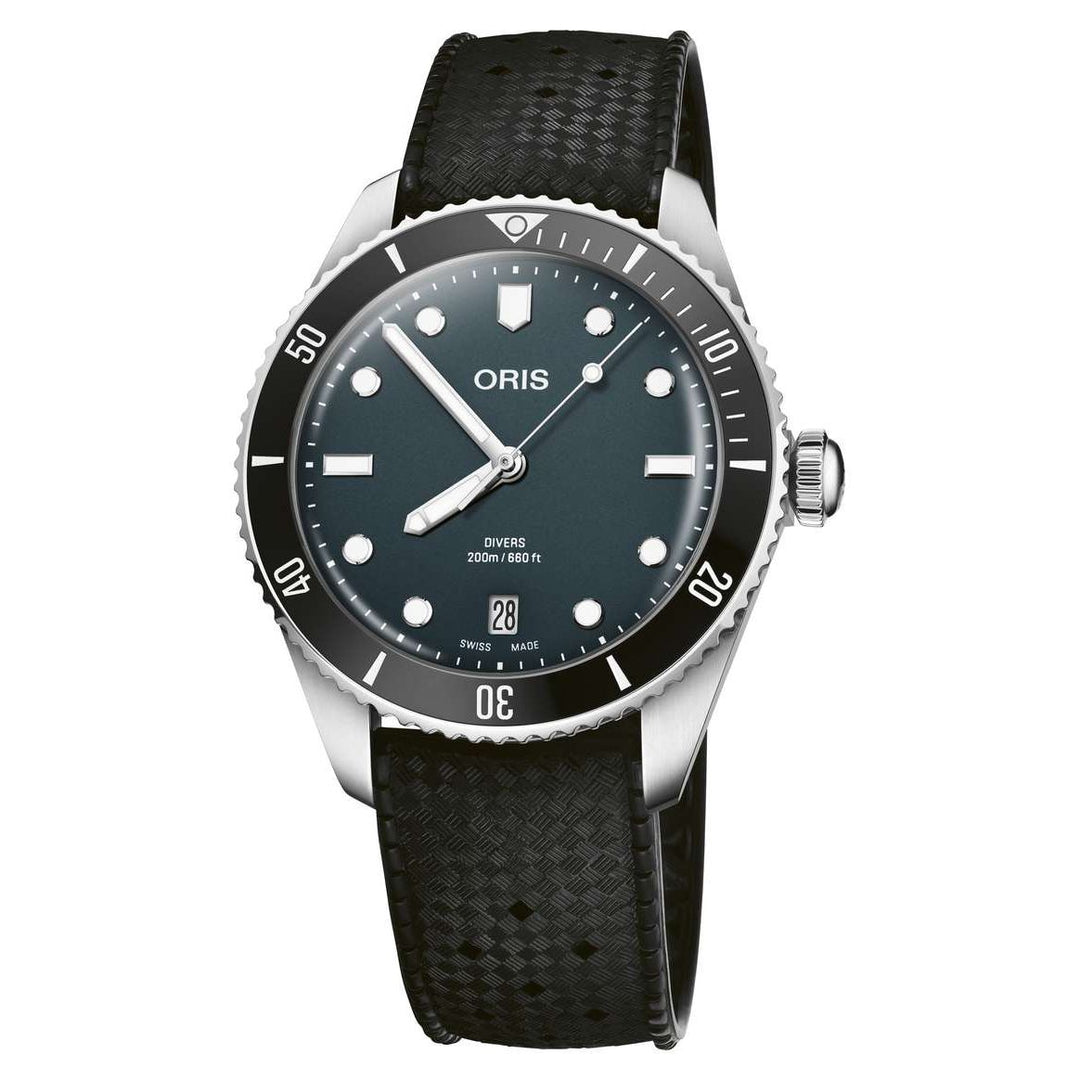Oris Divers Date 39mm Set 39mm Blue Dial Silver &amp; Black Steel Bracelet
