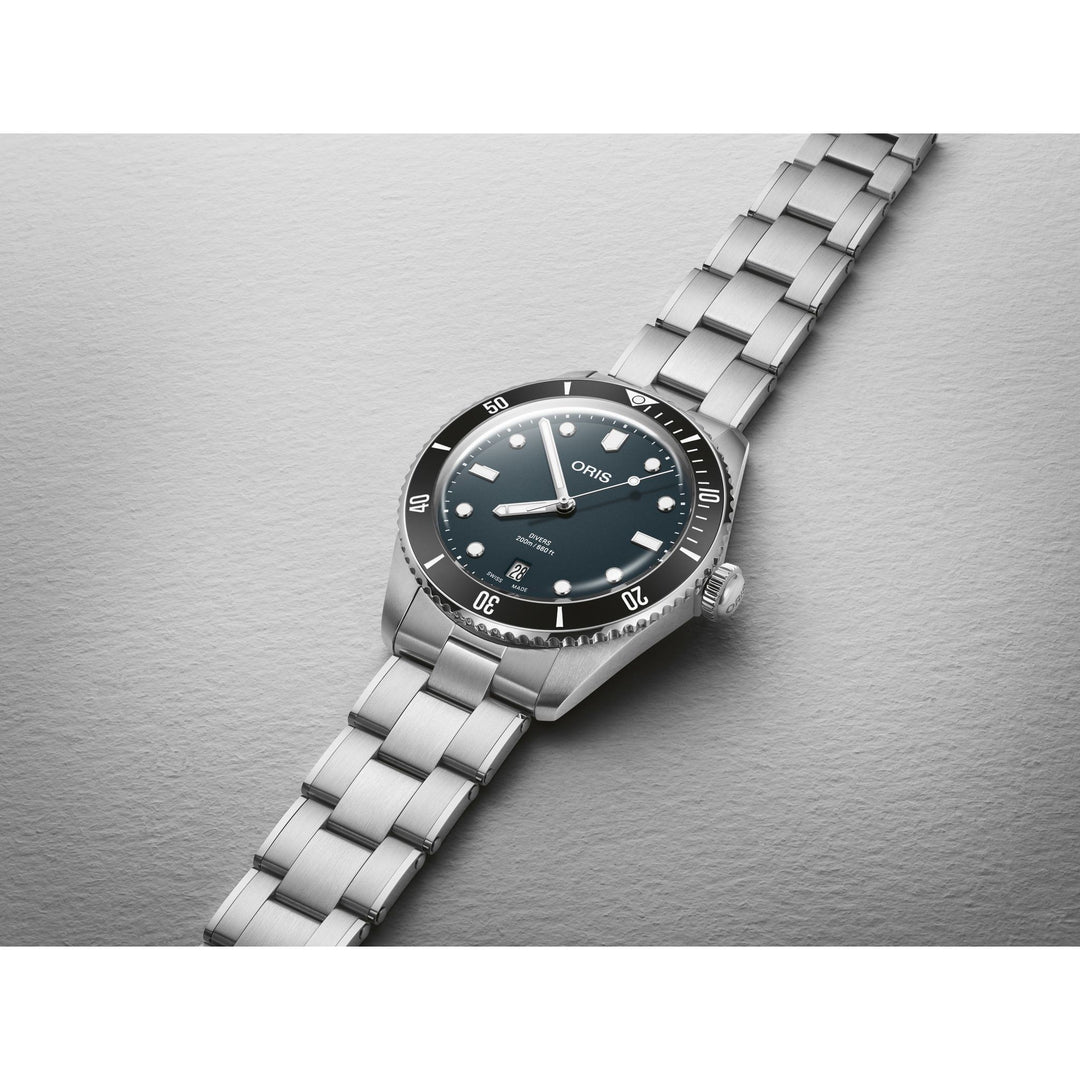Oris Divers Date 39mm Set 39mm Blue Dial Silver &amp; Black Steel Bracelet