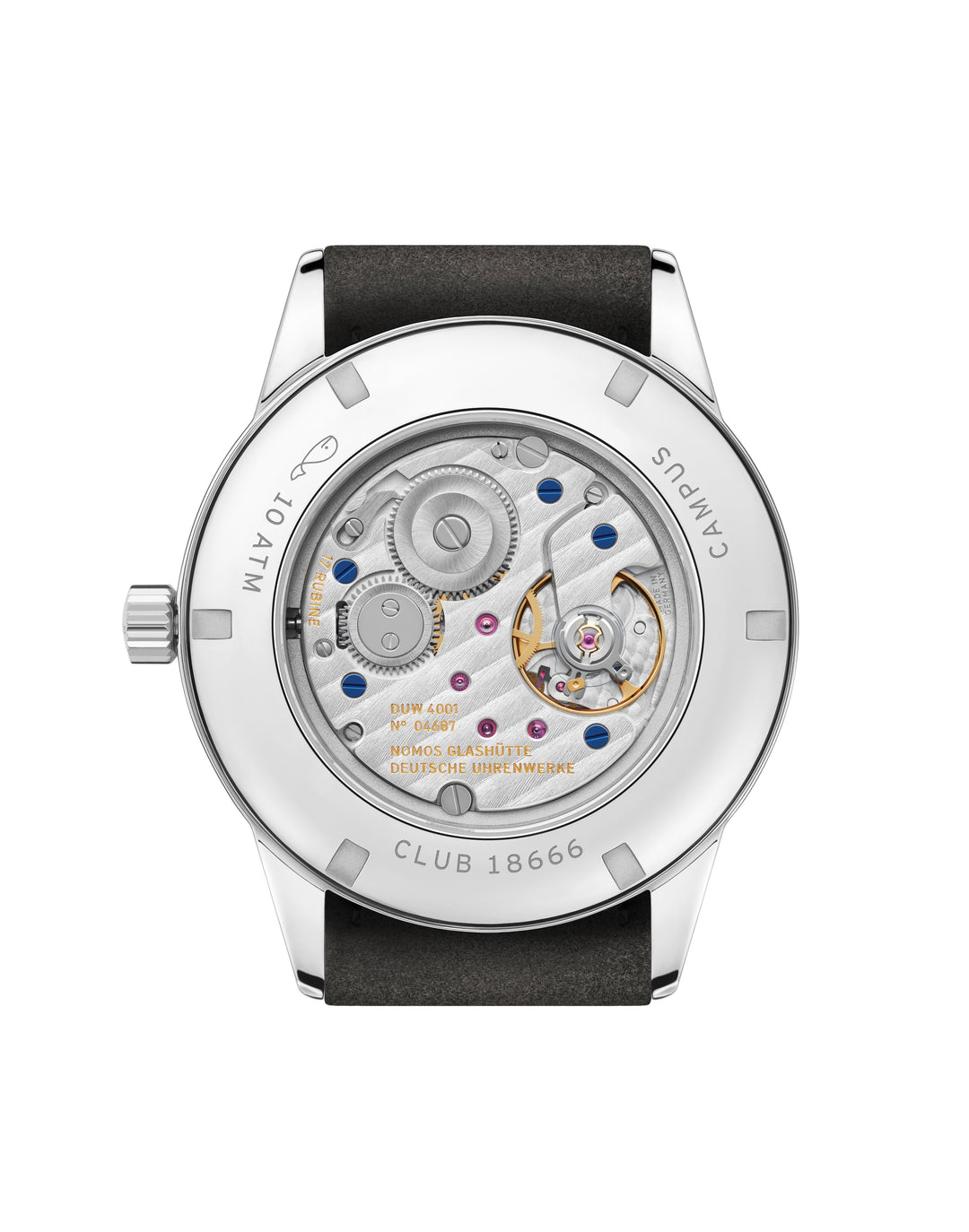 NOMOS Club Campus 38.5mm Olive green Dial Anthracite Vegan velour, remborded Strap