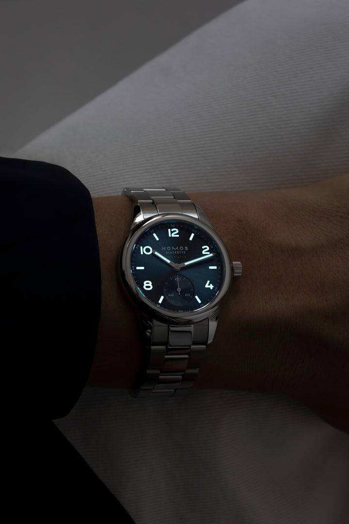 NOMOS Club 37mm PVD coated, polar blue, sunburst decoration Dial Grey Bracelet Club Sport, with quick-change spring bars Strap