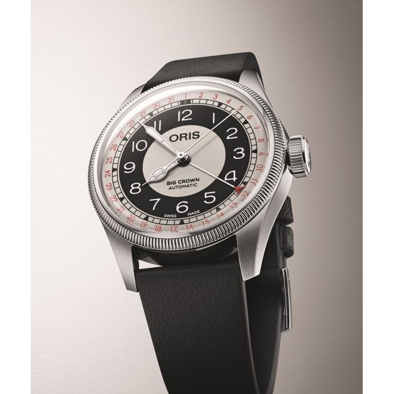 Oris Big Crown Bullseye 38mm Multi Color Dial Black Leather Strap