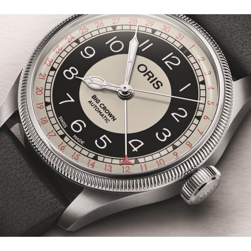 Oris Big Crown Bullseye 38mm Multi Color Dial Black Leather Strap