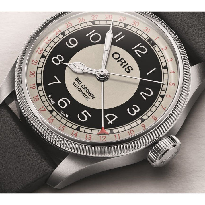 Oris Big Crown Bullseye 38mm Multi Color Dial Black Leather Strap