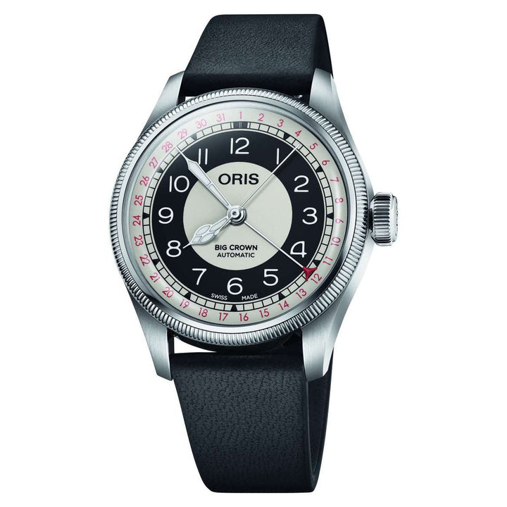 Oris Big Crown Bullseye 38mm Multi Color Dial Black Leather Strap