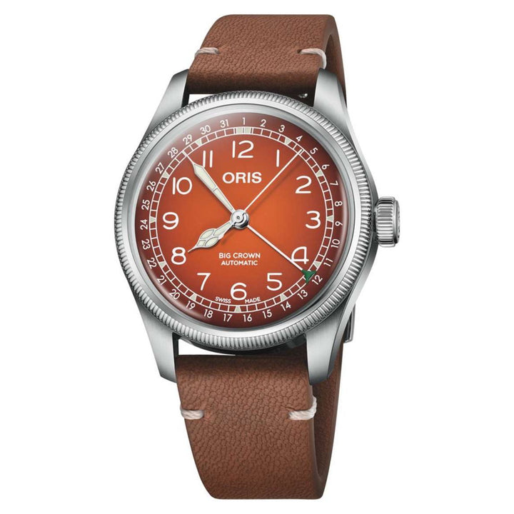 Oris Big Crown X Cervo Volante 40mm Orange Dial Brown Leather Strap