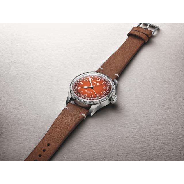 Oris Big Crown X Cervo Volante 40mm Orange Dial Brown Leather Strap