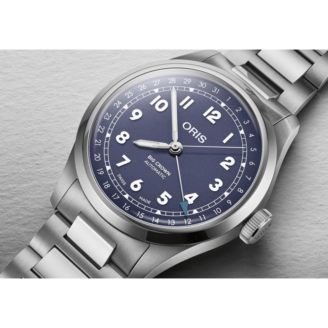 Oris Big Crown Pointer Date 40mm Purple Dial Silver Steel Bracelet