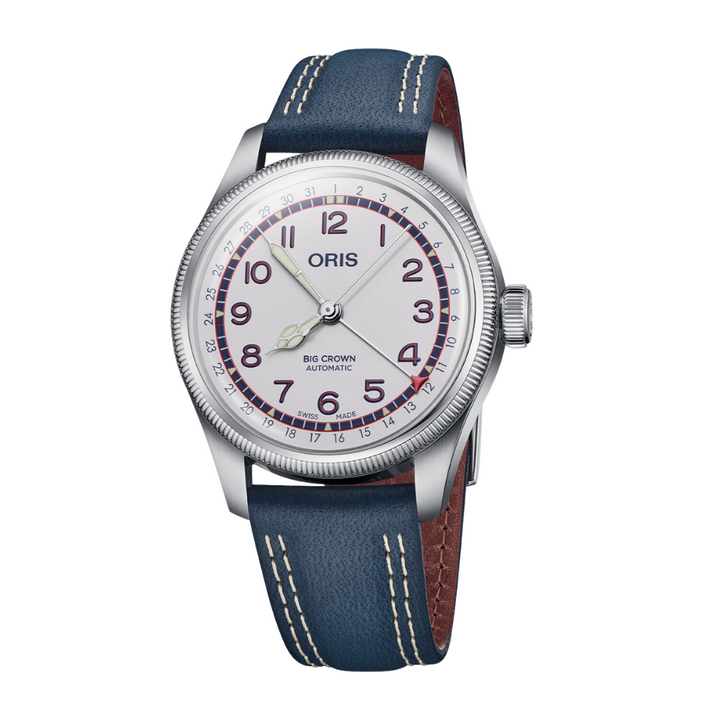 Oris Big Crown X Hank Aaron Limited Edition 40mm White Dial Blue Leather Strap