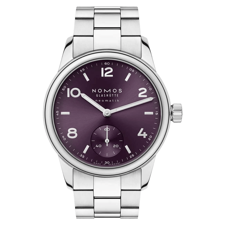 NOMOS Club 34mm Purple Dial Grey Stainless steel Club Sport bracelet Strap