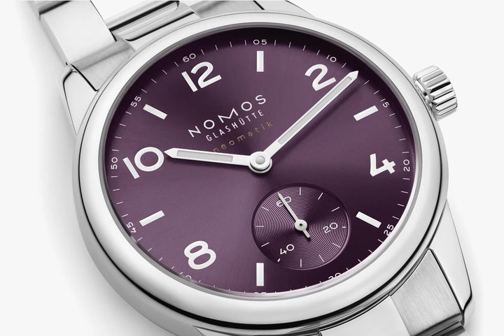 NOMOS Club 34mm Purple Dial Grey Stainless steel Club Sport bracelet Strap