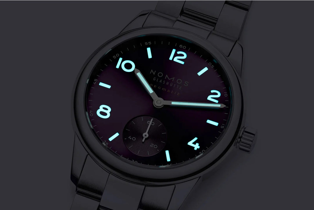 NOMOS Club 34mm Purple Dial Grey Stainless steel Club Sport bracelet Strap