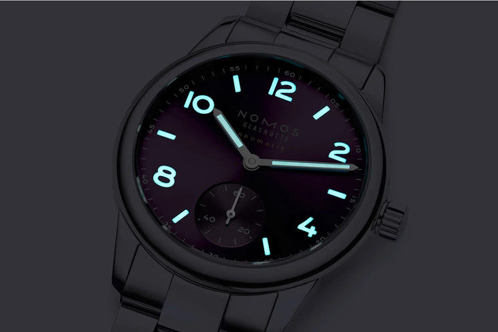 NOMOS Club 34mm Purple Dial Grey Stainless steel Club Sport bracelet Strap