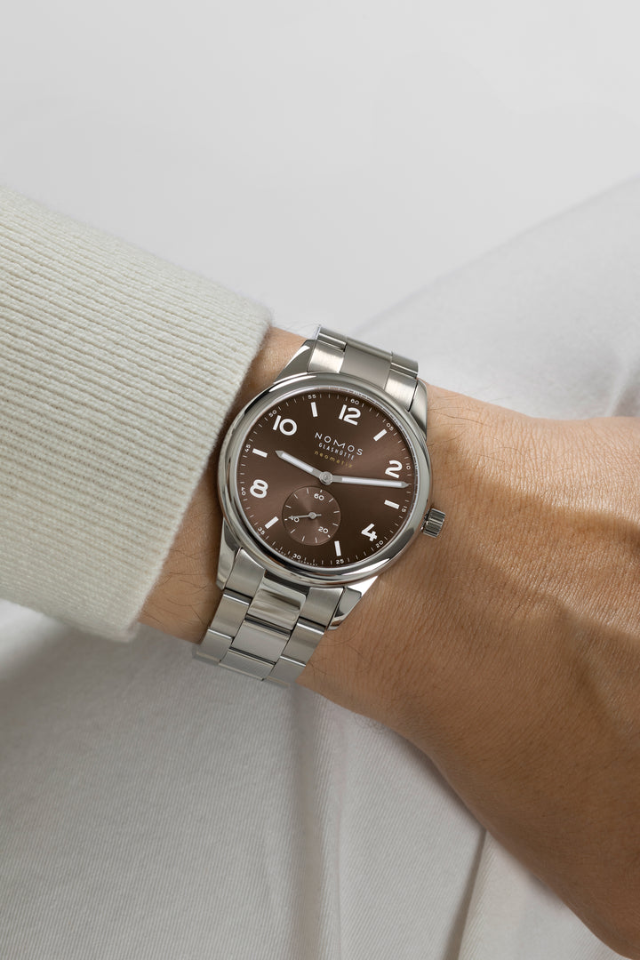 NOMOS Club 39.5mm Galvanized, brown gold, sunburst decoration Dial Grey Bracelet Club Sport, with quick-change spring bars Strap
