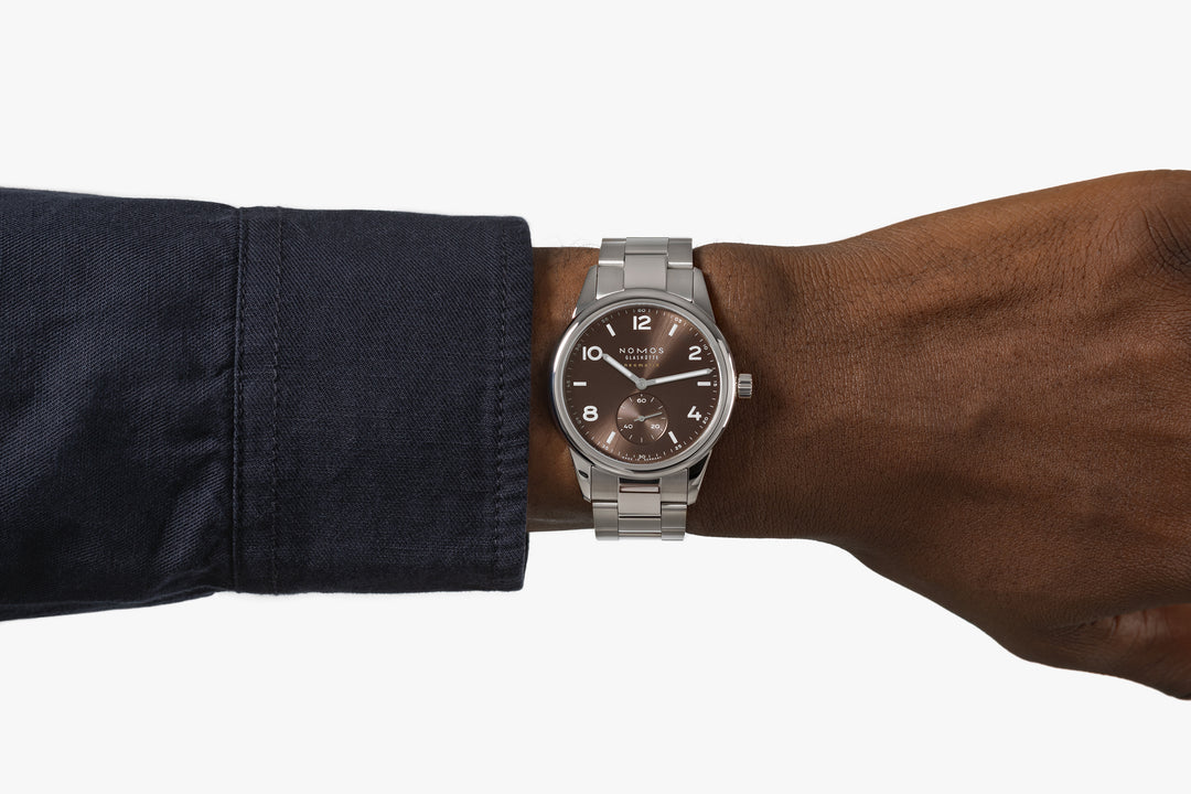 NOMOS Club 39.5mm Galvanized, brown gold, sunburst decoration Dial Grey Bracelet Club Sport, with quick-change spring bars Strap