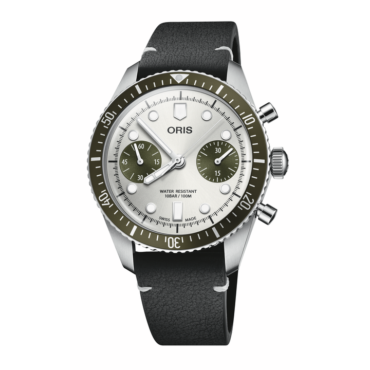 Oris Divers Sixty Five Chronograph 40mm silver grey Dial Black Strap