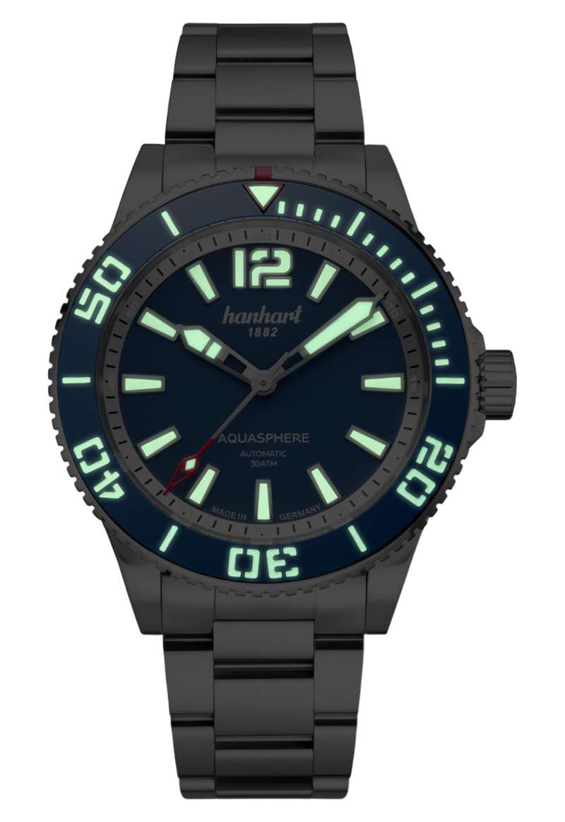 Hanhart Aquasphere FreeFall Blue 42mm Navy Dial Silver Steel Bracelet