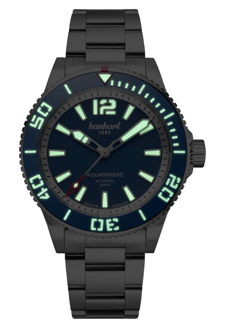 Hanhart Aquasphere FreeFall Blue 42mm Navy Dial Silver Steel Bracelet