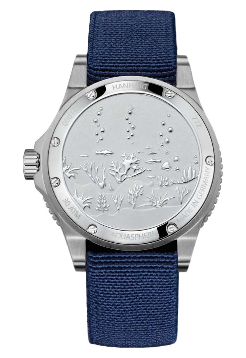 Hanhart Aquasphere FreeFall Blue 42mm Navy Dial Navy Strap