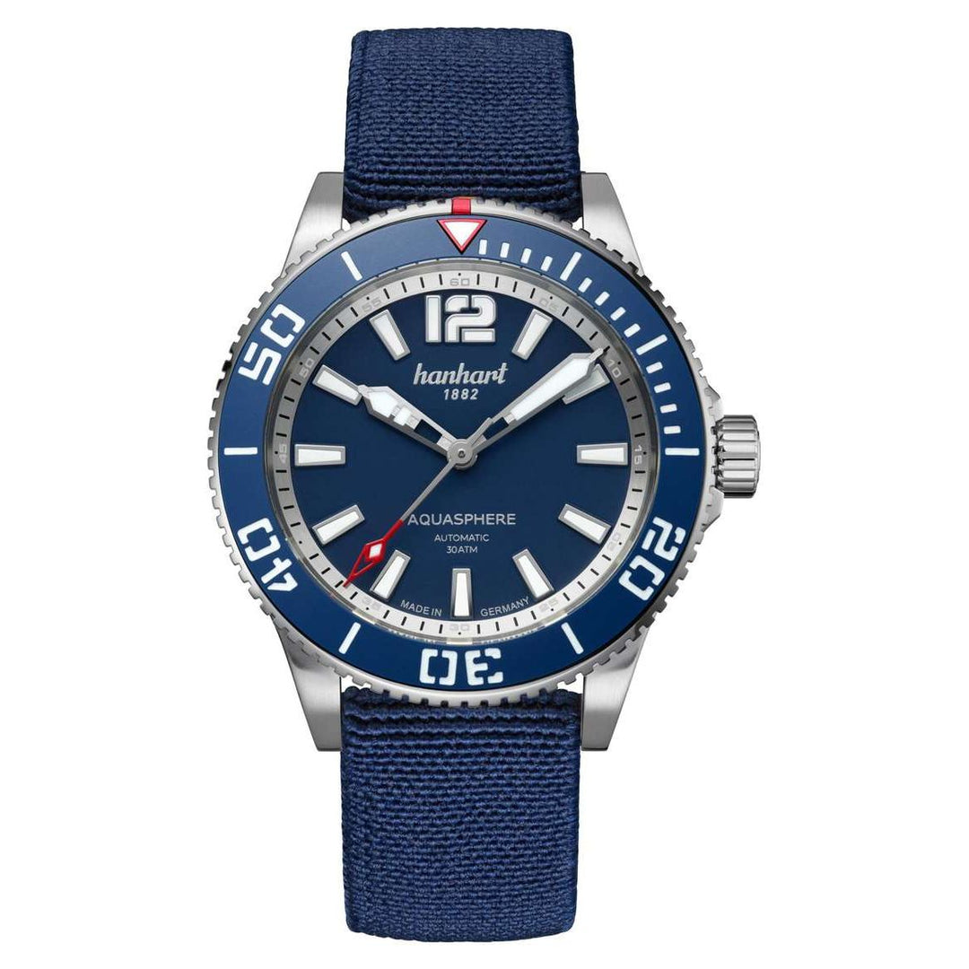 Hanhart Aquasphere FreeFall Blue 42mm Navy Dial Navy Strap