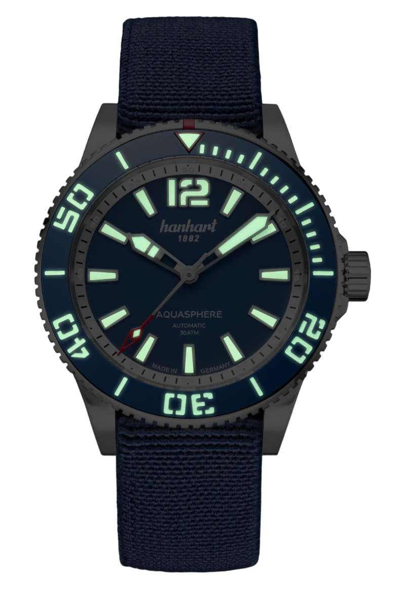 Hanhart Aquasphere FreeFall Blue 42mm Navy Dial Navy Strap