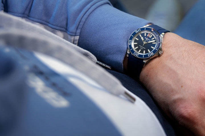 Hanhart Aquasphere Ocean Fade 42mm Blue Dial Blue Strap