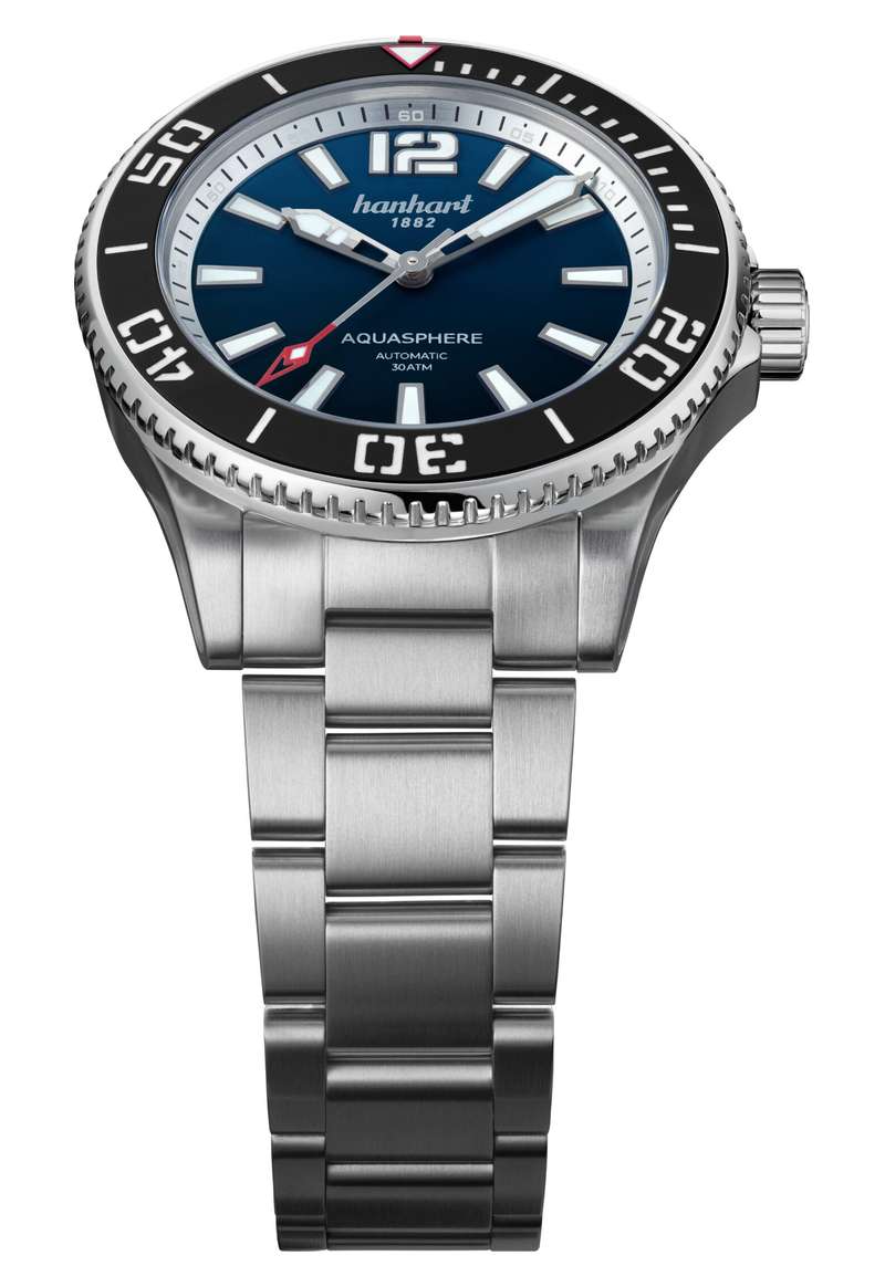 Hanhart Aquasphere Ocean Fade 42mm Black Dial Silver Steel Bracelet