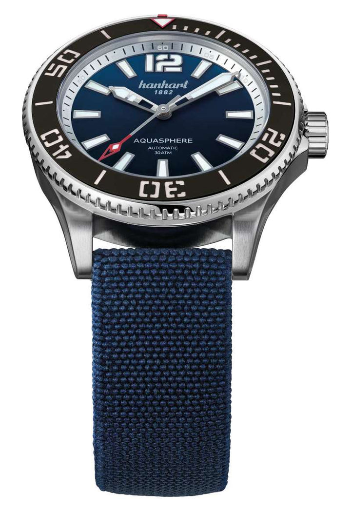 Hanhart Aquasphere Ocean Fade 42mm Black Dial Blue Strap