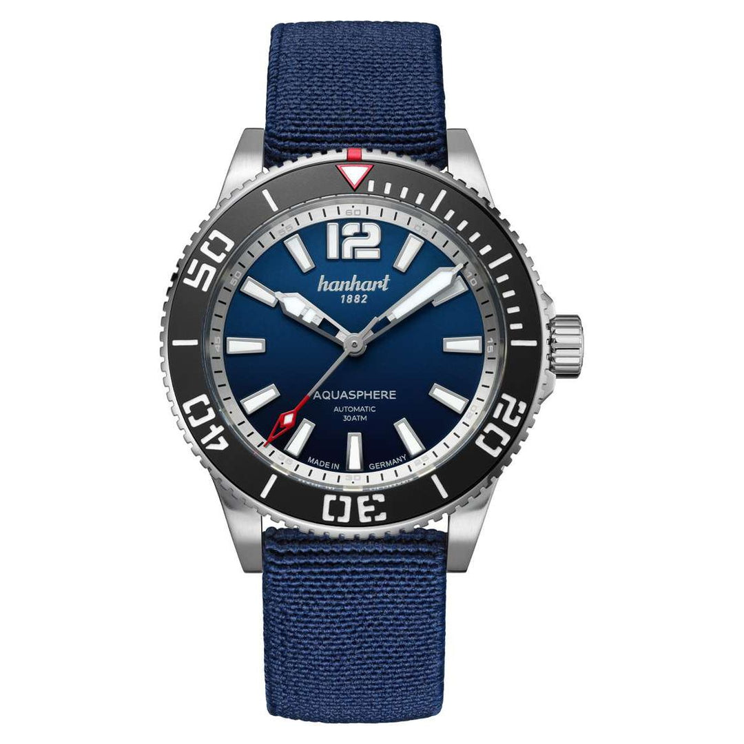 Hanhart Aquasphere Ocean Fade 42mm Black Dial Blue Strap