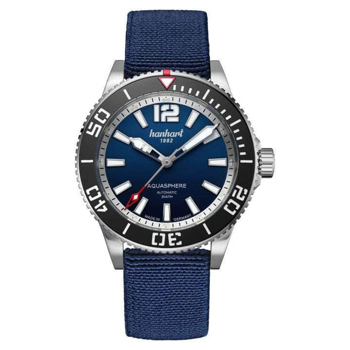 Hanhart Aquasphere Ocean Fade 42mm Black Dial Blue Strap