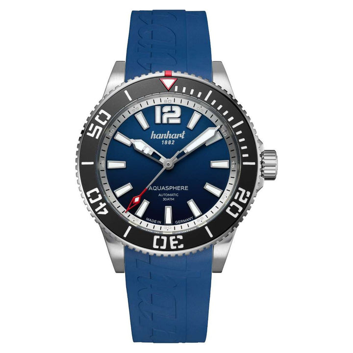 Hanhart Aquasphere Ocean Fade 42mm Black Dial Blue Strap