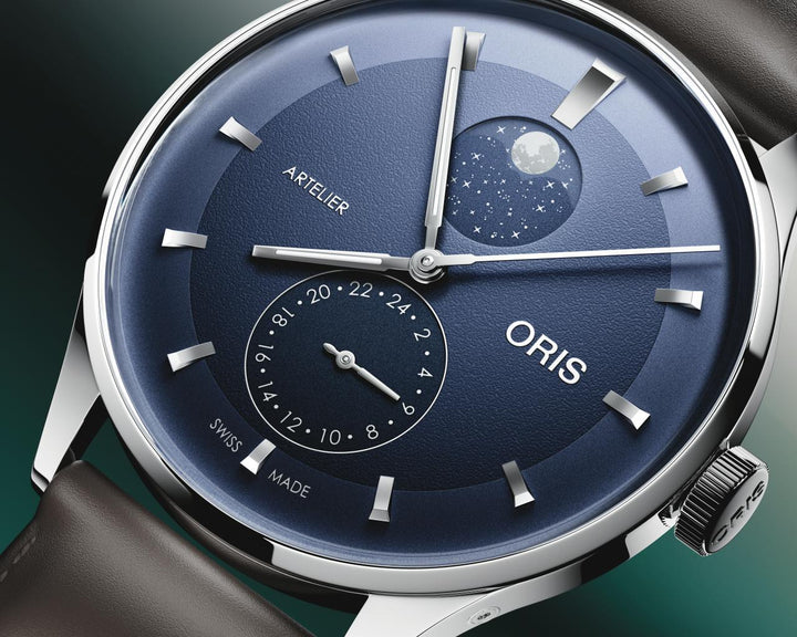 Oris Artelier Complication 39.5mm Blue Dial Brown Leather Strap
