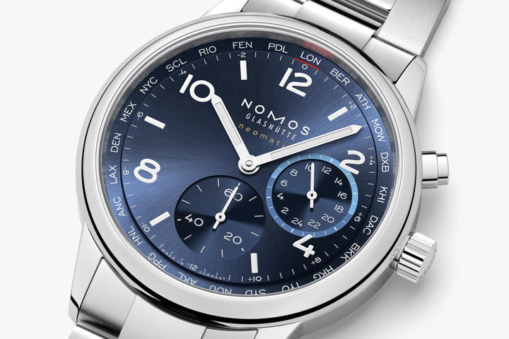 NOMOS Club 40mm Galvanized, blue, sunburst decoration Dial Grey Bracelet Club Sport, with quick-change spring bars Strap