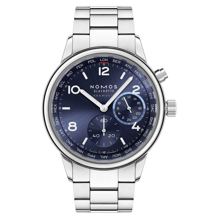 NOMOS Club 40mm Galvanized, blue, sunburst decoration Dial Grey Bracelet Club Sport, with quick-change spring bars Strap