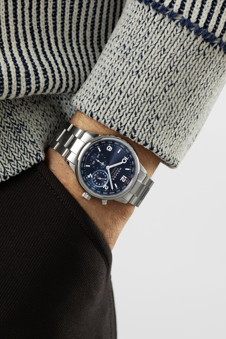 NOMOS Club 40mm Galvanized, blue, sunburst decoration Dial Grey Bracelet Club Sport, with quick-change spring bars Strap