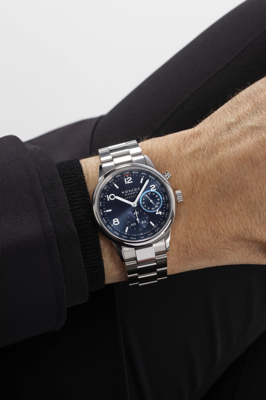 NOMOS Club 40mm Galvanized, blue, sunburst decoration Dial Grey Bracelet Club Sport, with quick-change spring bars Strap