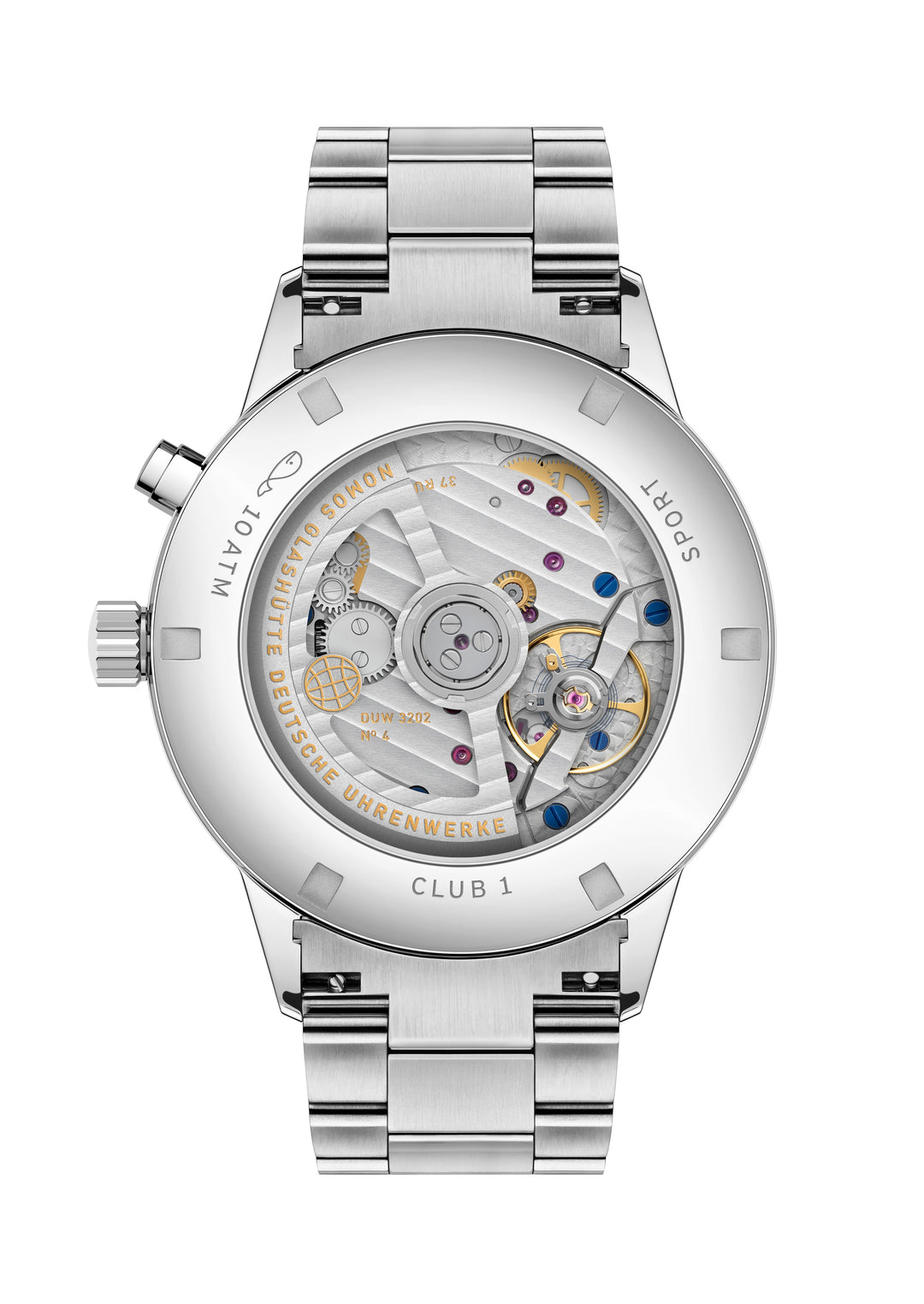 NOMOS Club 40mm Galvanized, rhodium-plated, sunburst decoration Dial Grey Bracelet Club Sport, with quick-change spring bars Strap