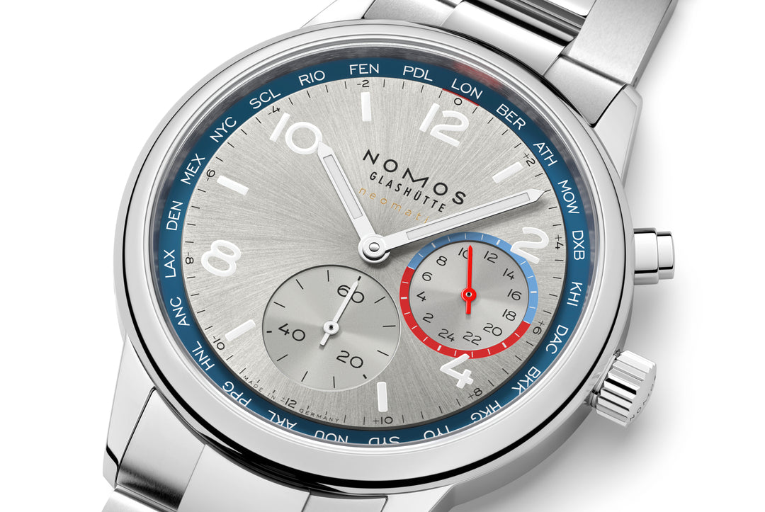 NOMOS Club 40mm Galvanized, rhodium-plated, sunburst decoration Dial Grey Bracelet Club Sport, with quick-change spring bars Strap