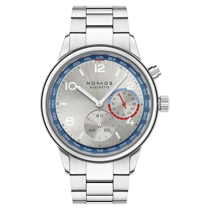 NOMOS Club 40mm Galvanized, rhodium-plated, sunburst decoration Dial Grey Bracelet Club Sport, with quick-change spring bars Strap