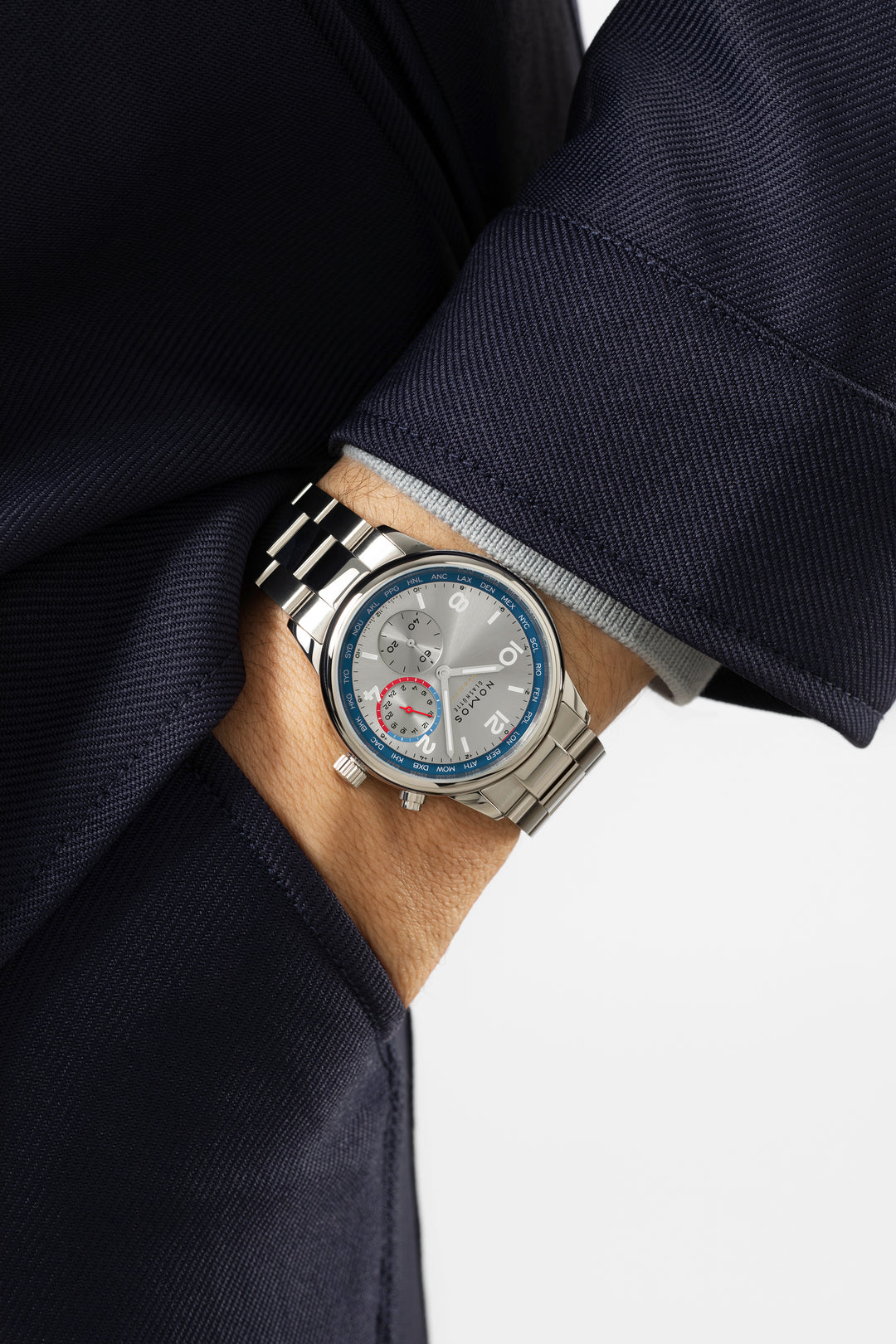 NOMOS Club 40mm Galvanized, rhodium-plated, sunburst decoration Dial Grey Bracelet Club Sport, with quick-change spring bars Strap