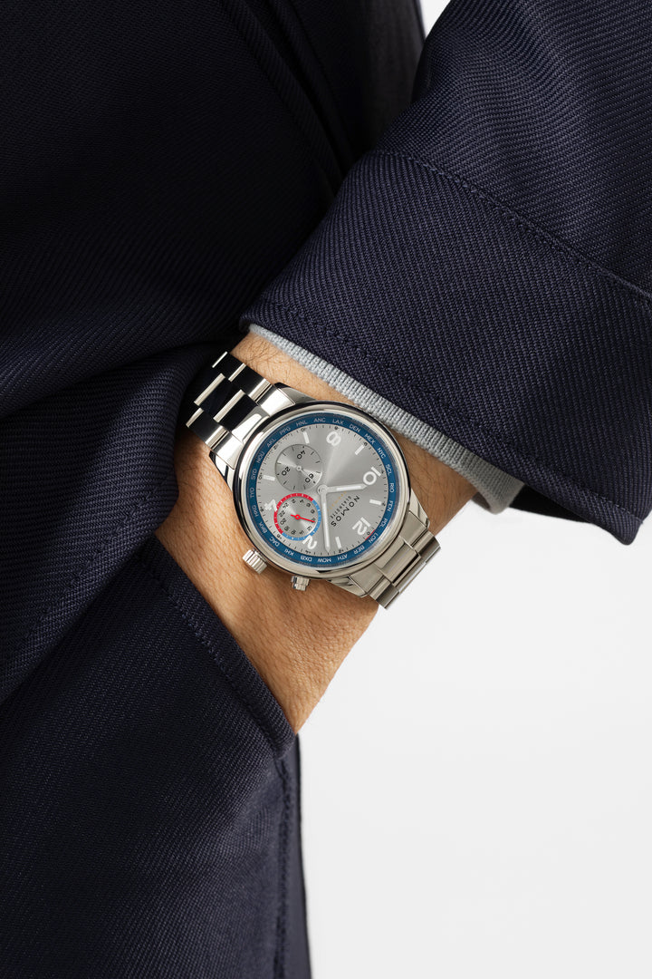 NOMOS Club 40mm Galvanized, rhodium-plated, sunburst decoration Dial Grey Bracelet Club Sport, with quick-change spring bars Strap