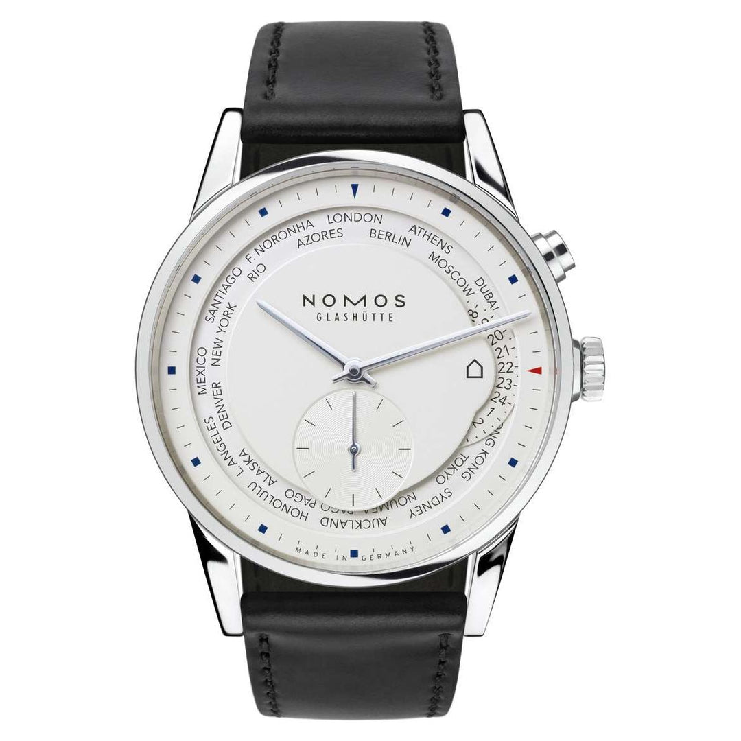 NOMOS Zürich 39.9mm Galvanized, white silver-plated Dial Black Horween Genuine Shell Cordovan Strap