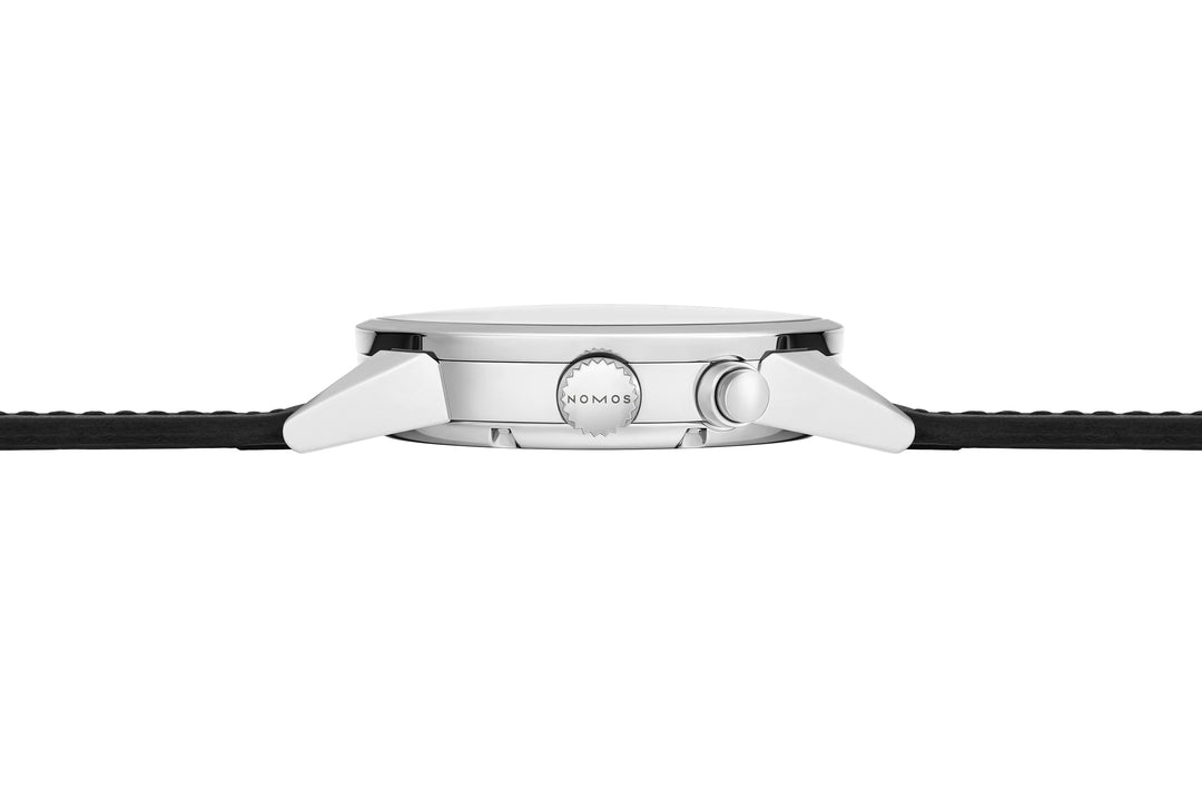 NOMOS Zürich 39.9mm Galvanized, white silver-plated Dial Black Horween Genuine Shell Cordovan Strap