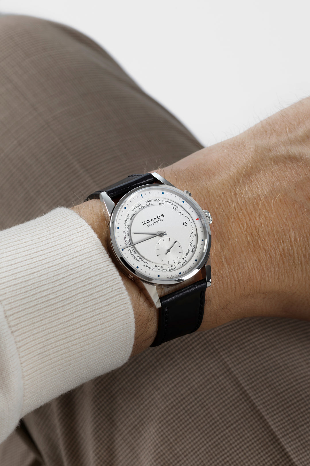 NOMOS Zürich 39.9mm Galvanized, white silver-plated Dial Black Horween Genuine Shell Cordovan Strap