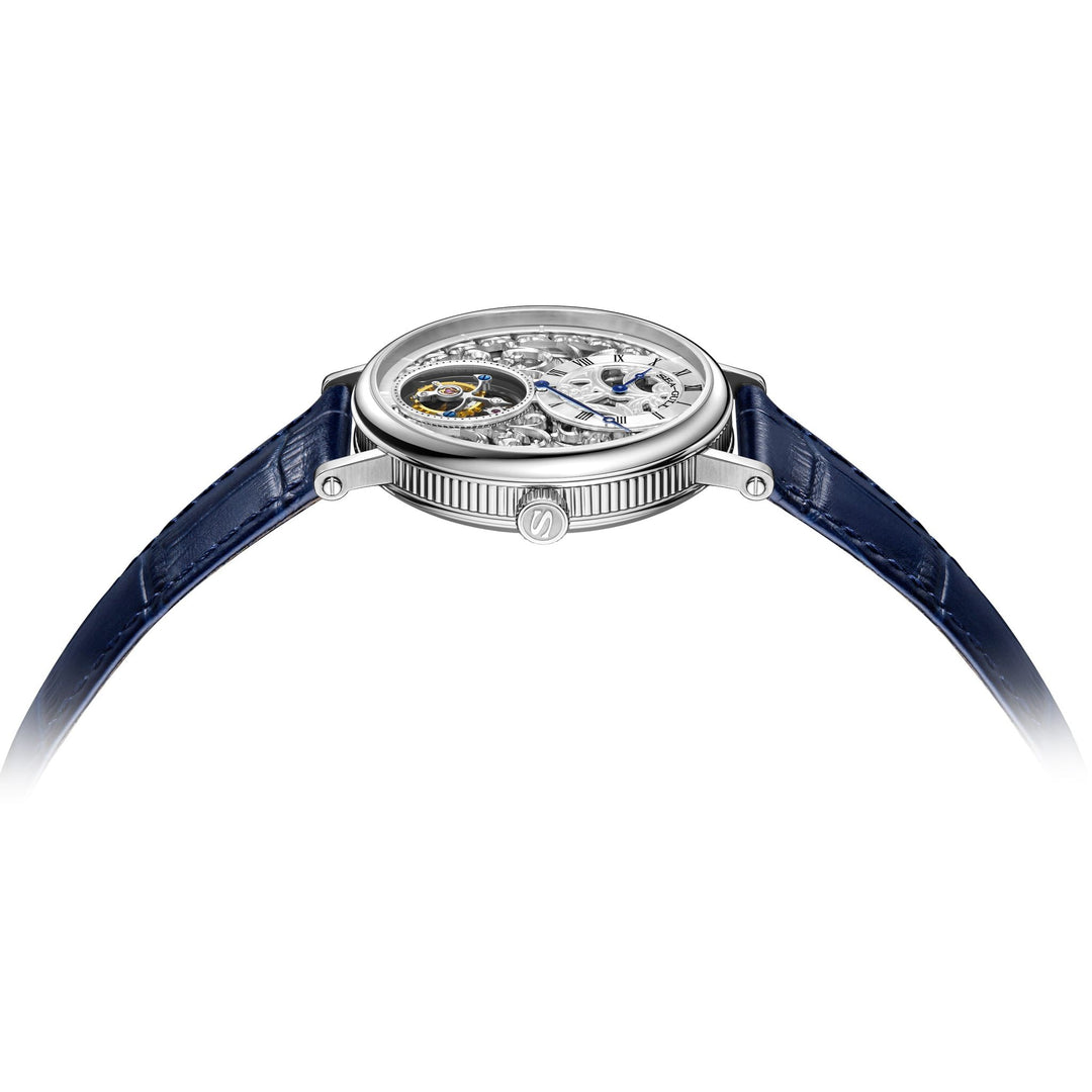 Seagull Tourbillon 39mm Skeleton Dial Blue Strap