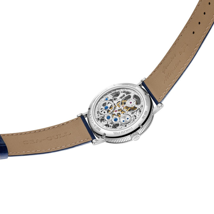 Seagull Tourbillon 39mm Skeleton Dial Blue Strap