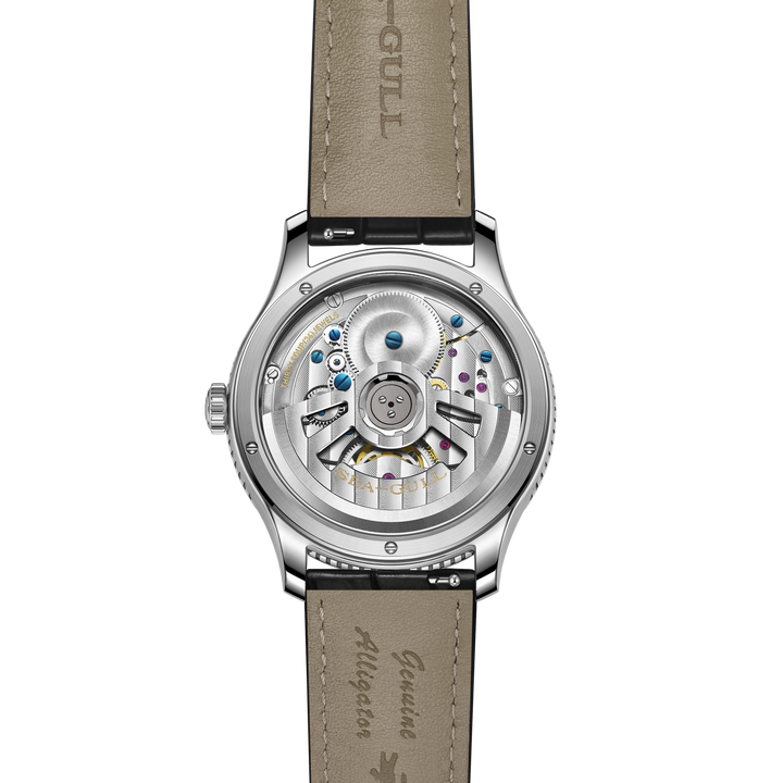 Seagull Tourbillon 42mm Silver-White Dial Black Crocodile Strap