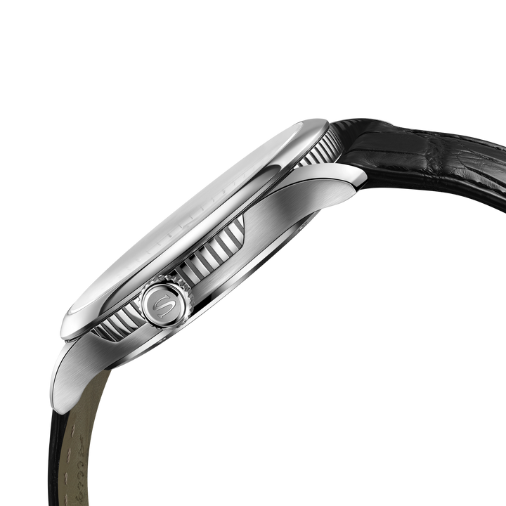 Seagull Tourbillon 42mm Silver-White Dial Black Crocodile Strap